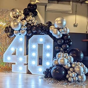 Black and Silver Balloons Arch Garland Kit, Graduation, Baby Shower, Disco New - Image 7