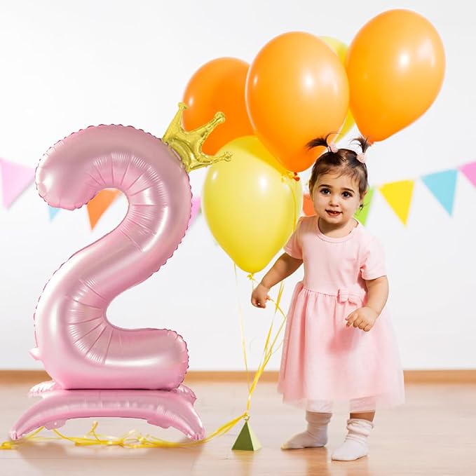 42 Inch Crown Pink Number Balloon, Number 0 Balloon - Image 7
