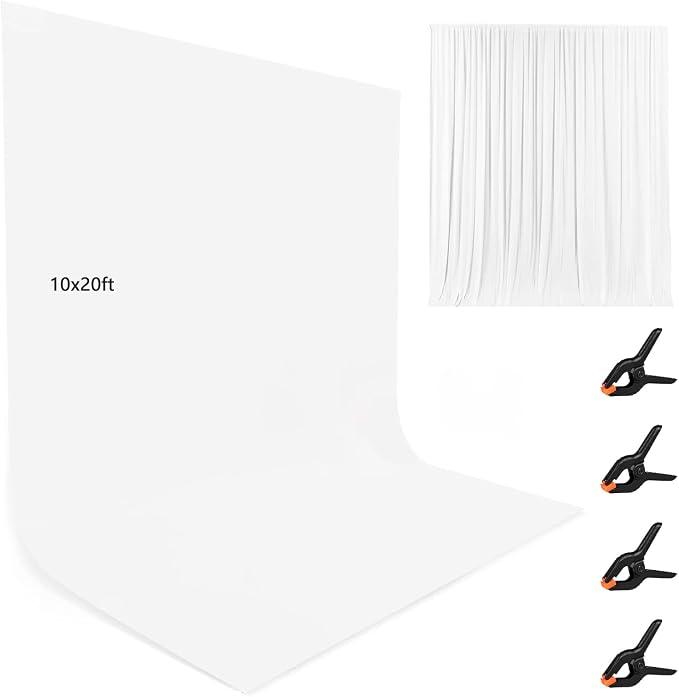 10X20ft White Photo Backdrops for Photography, LCUIRC Two Rod Pocket Backdrops by LCUIRC