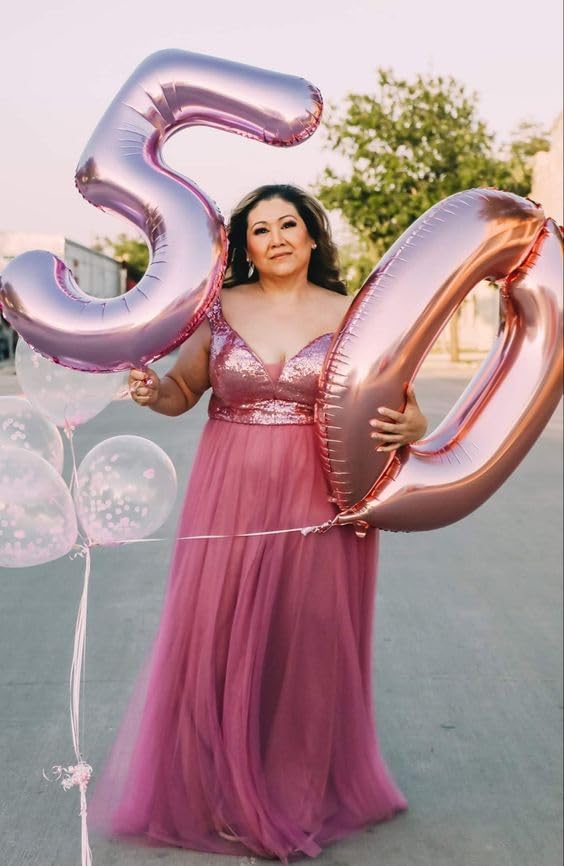 60 Balloons Number for 60th Birthday Decorations Women Men, Pearl Pink | 40In - Image 3