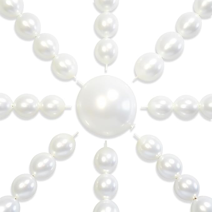 PartyWoo Pearl White Linking Balloons 100pcs 6 Inch White Link Balloons | by PartyWoo