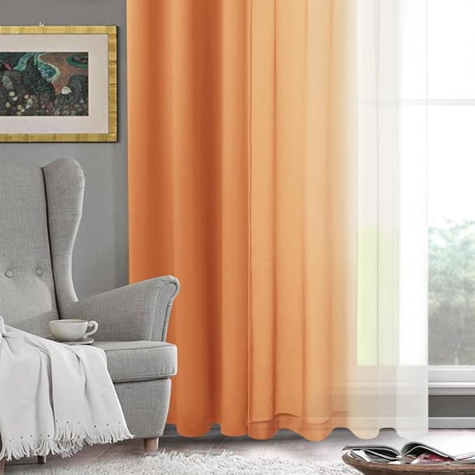 DWCN Ombre Faux Linen Sheer Curtains - Image 7