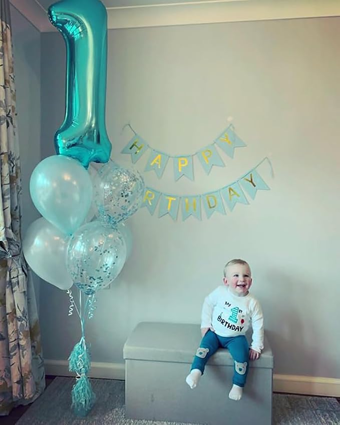 Number Balloons Teal Blue 1 Balloon 40 inch - Image 3