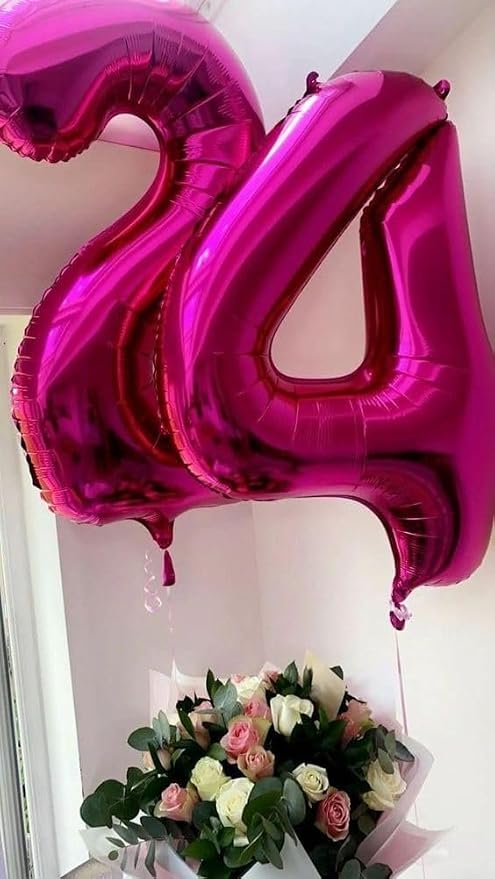 3 Balloon Numbers Birthday Decorations, 40In Hot Pink Balloons - Image 3