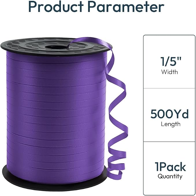 Premium Deep Purple Curling Ribbon, 1/5" Wide x 500 Yards Christmas Curling - Image 2