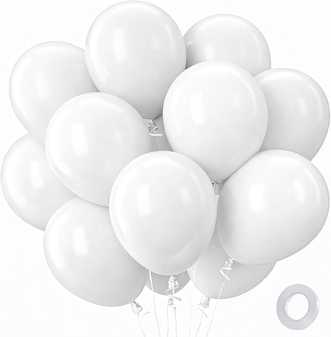 Patimate White Balloons 100pcs 12 Inch White Latex Party Balloons | Engagement by PatimateDirect
