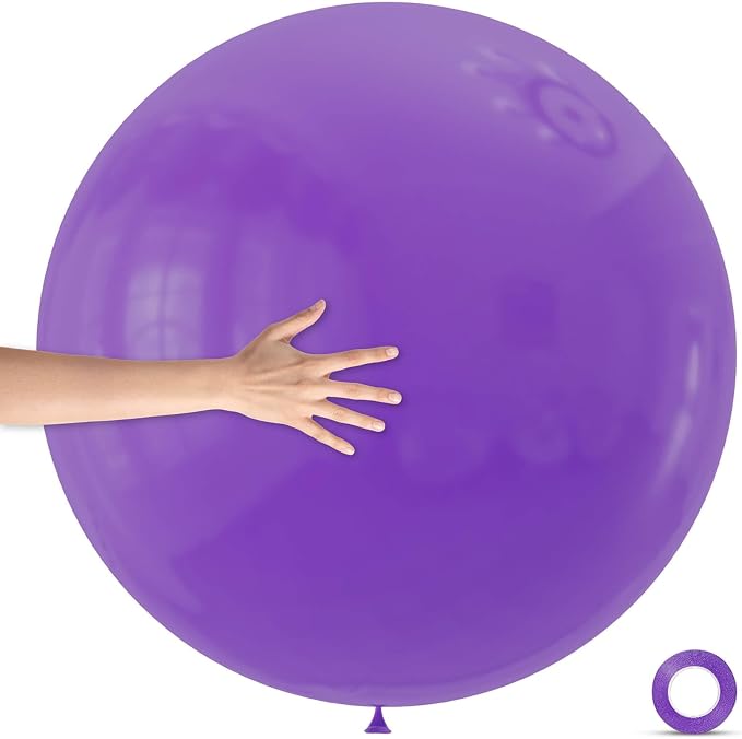 5Pcs Purple Big Balloons 36 Inch, Round Large Latex Party Balloons by Qikoolaa