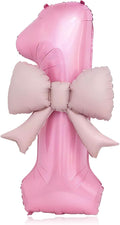 Bow Pink 1 Balloons, 40 Inch Giant Pink Bow Helium Foil Number 1 by Vsdski
