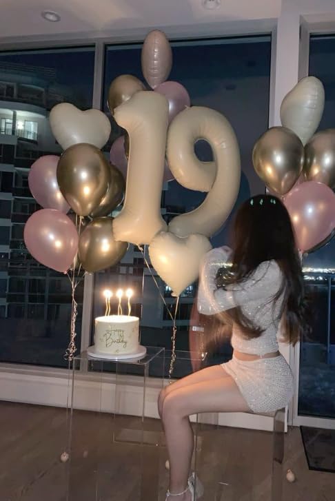 40 Inch Big Cream White 19 91 Balloon Number, Jumbo Giant Happy 19th 91 - Image 5