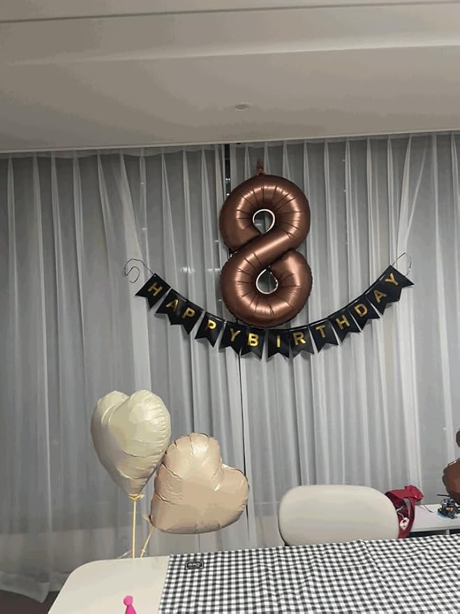 8 Balloon - Brown Birthday Number Balloons, 40 Inch Decorations Men Women | - Image 8