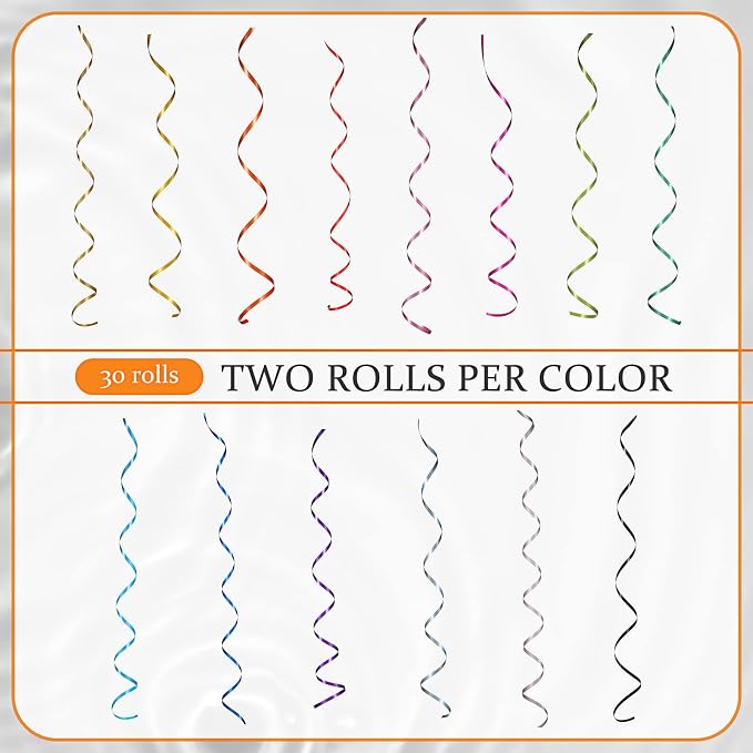 30 Rolls Curling Ribbons 1/5" Wide x 11 Yards 330 Yards Shiny Plastic Balloon - Image 4