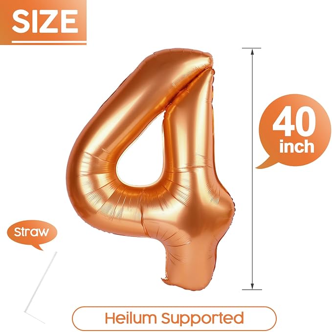 4 Balloon - Orange Birthday Number Balloons, 40 Inch Decorations Men Women | - Image 5