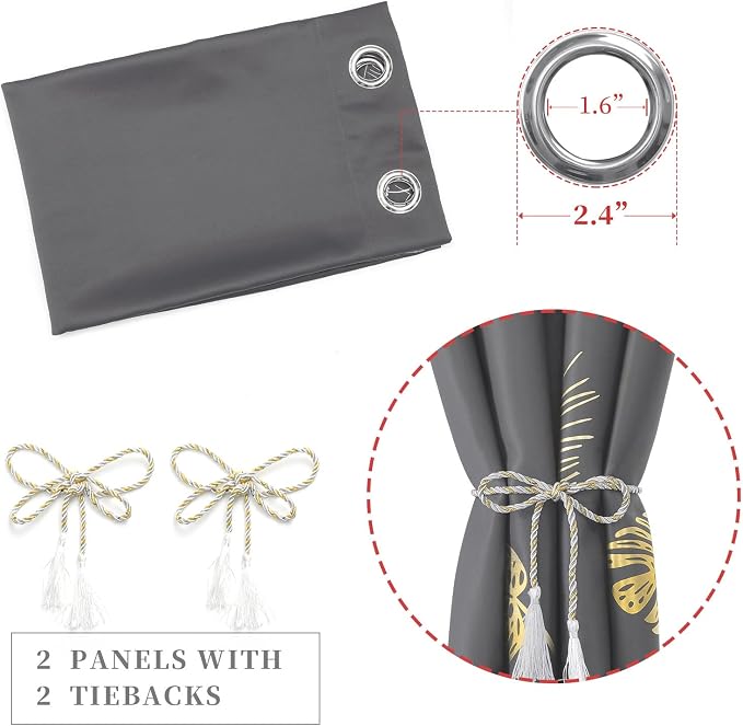 Dark Grey and Gold Blackout Curtains - Image 4