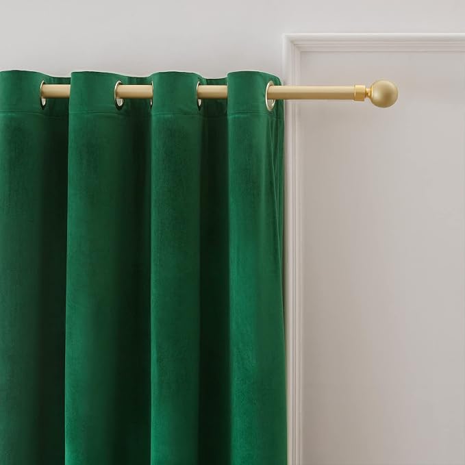 BULBUL Velvet Green Blackout Curtains 90 inch Long - Image 2