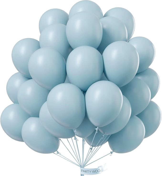 PartyWoo Dusty Blue Balloons 100pcs Light Blue Aqua Boho Color | 12 Inch by PartyWoo