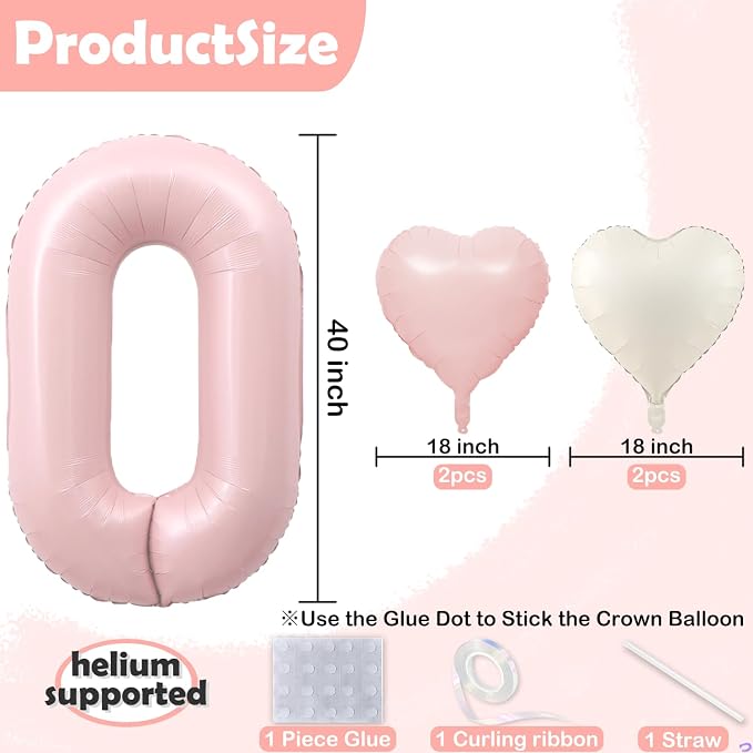 Pink 90 Balloon Number Pastel Pink 90th Birthday Party Decorations - Image 2