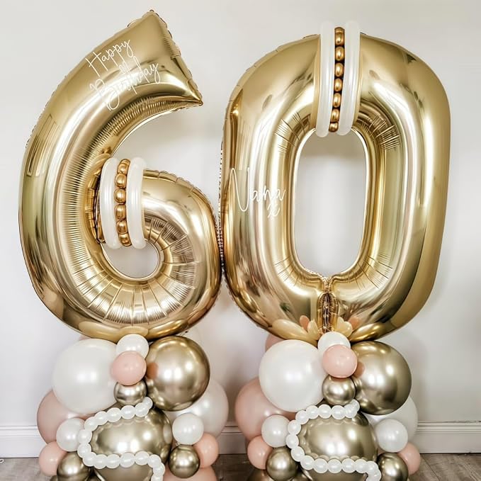 Champagne Gold 3 Balloon Number, 40 Inch Light Gold 3 Balloons Big Foil Mylar - Image 3