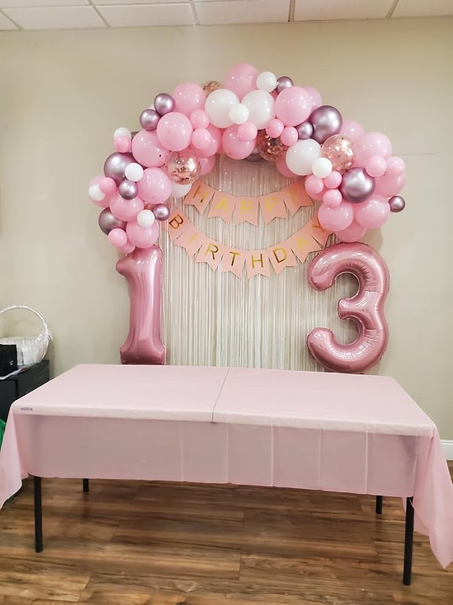 3 Balloon Numbers Party Decorations, 40In Pearl Pink Balloons - Image 3