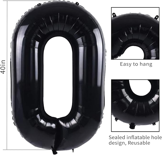 40 inch Number Balloon 0-9 Black Large Number 24 Balloons, Digital Balloons - Image 3