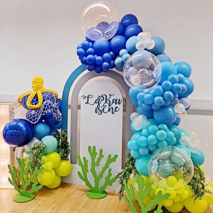 202 PCS Under the Sea Party Decorations Balloons Arch, Teal Blue Balloon Arch - Image 6