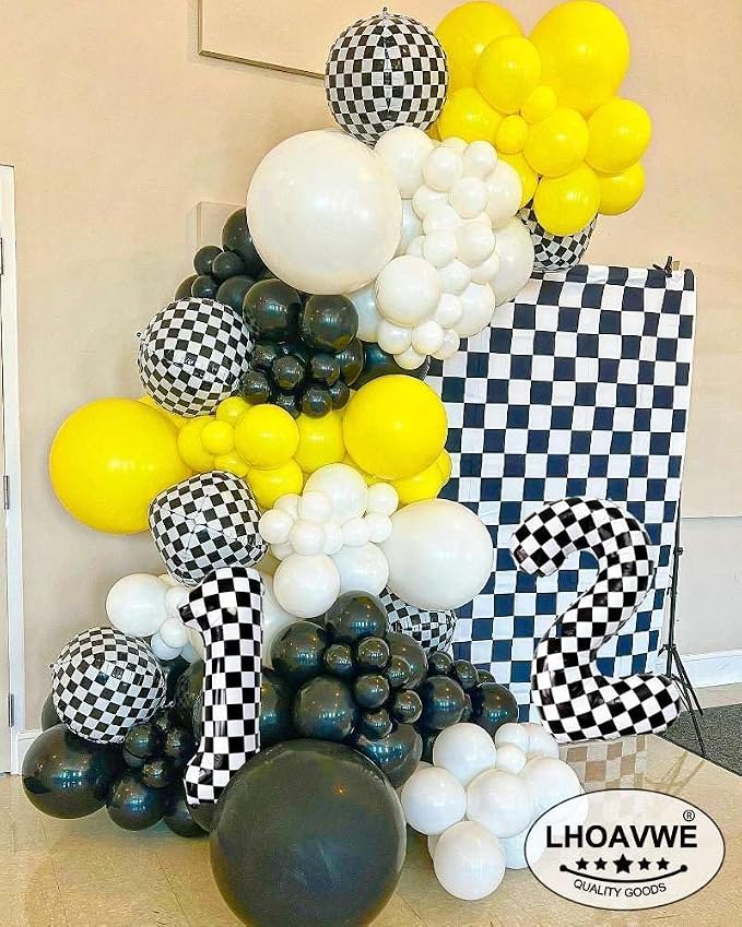 LHOAVWE Number 19 Checkered Balloons 40 Inch Giant Race Car Checkered 19 Number - Image 4