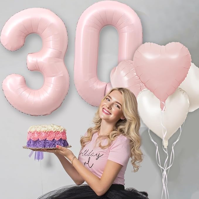 Pink 41 Balloon Number Pastel Pink 41th Birthday Party Decorations - Image 4