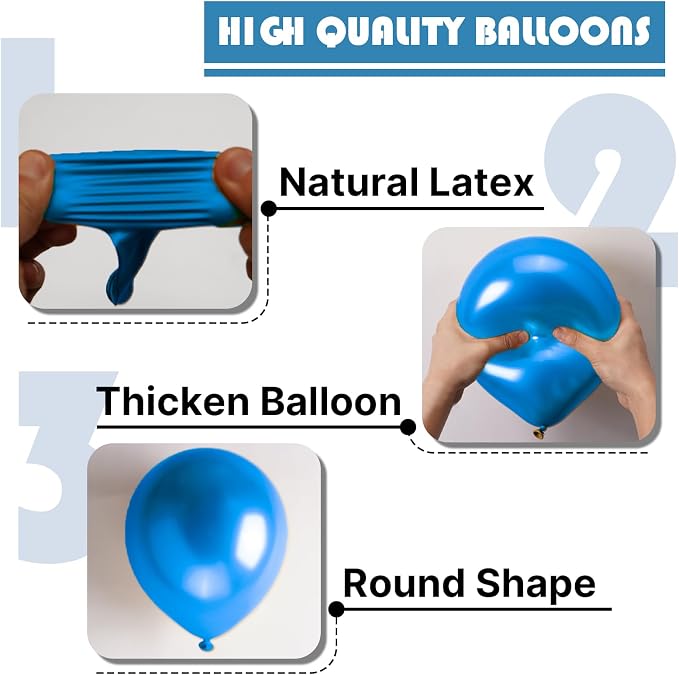 PartyWoo Blue Balloons 100pcs Metallic Blue Chrome Color 5 Inch | Balloons - Image 6