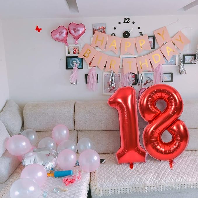 TONIFUL 40 Inch Red Number 9 Balloons Large Foil 9th Birthday Decorations | Red - Image 6