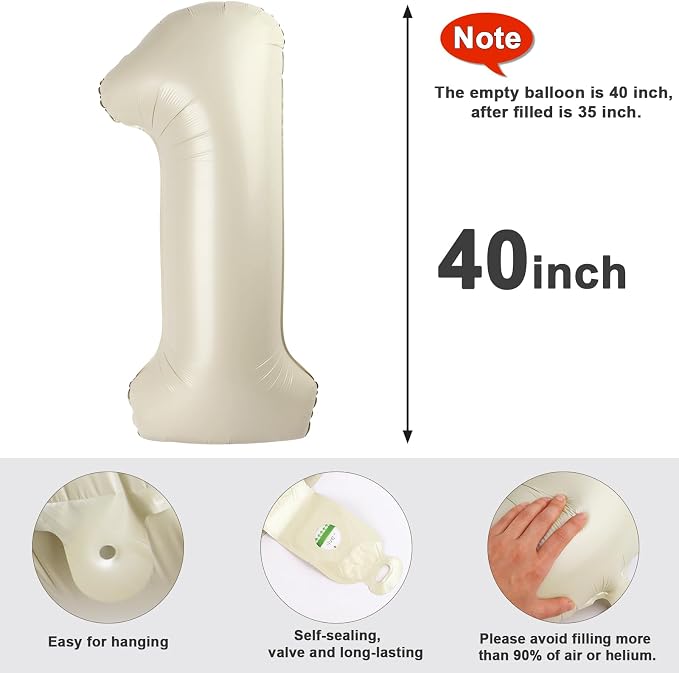 18 Balloon Numbers Foil 40Inch for 18 Year Old Birthday Decorations, Cream | - Image 6