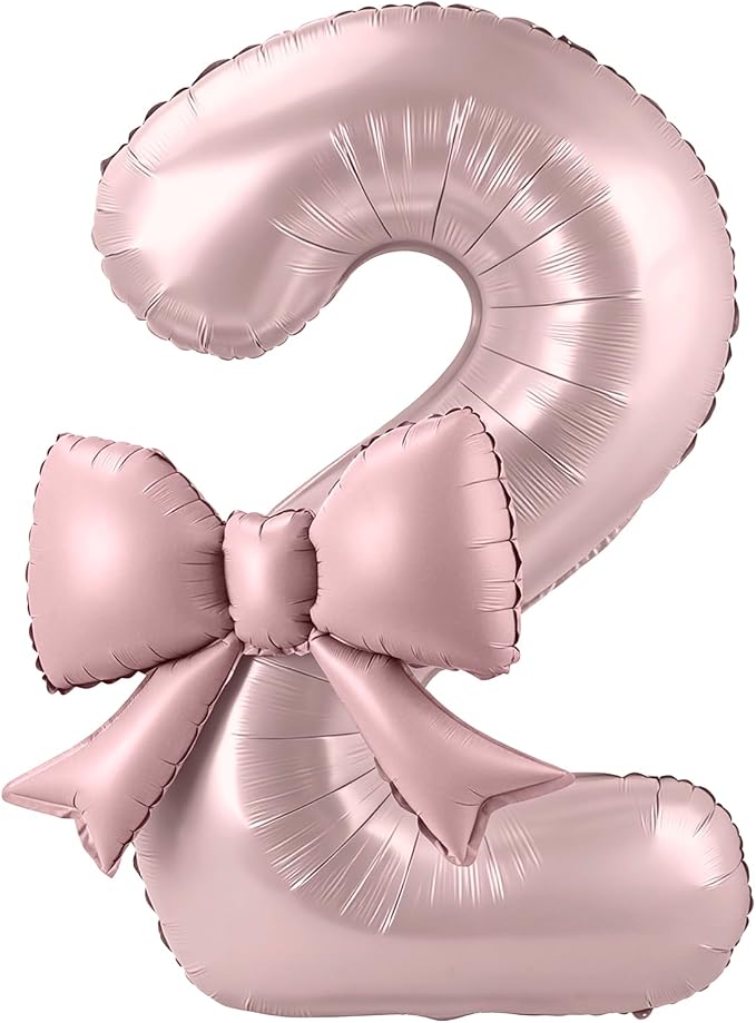 40 Inch Number 2 Balloon with Bow, Coquette Aesthetic Foil Balloon by Unknown