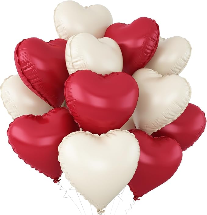 Red White Heart Balloons by Adorely