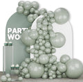 PartyWoo Dusty Green Balloons 140pcs Different Sizes Pack of 18 12 10 5 Inch by PartyWoo