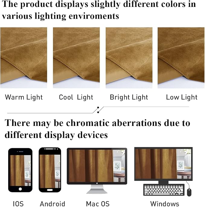 Gold Brown Velvet Curtains 108 inches Long Fall Decor | Light Blocking Thermal - Image 6
