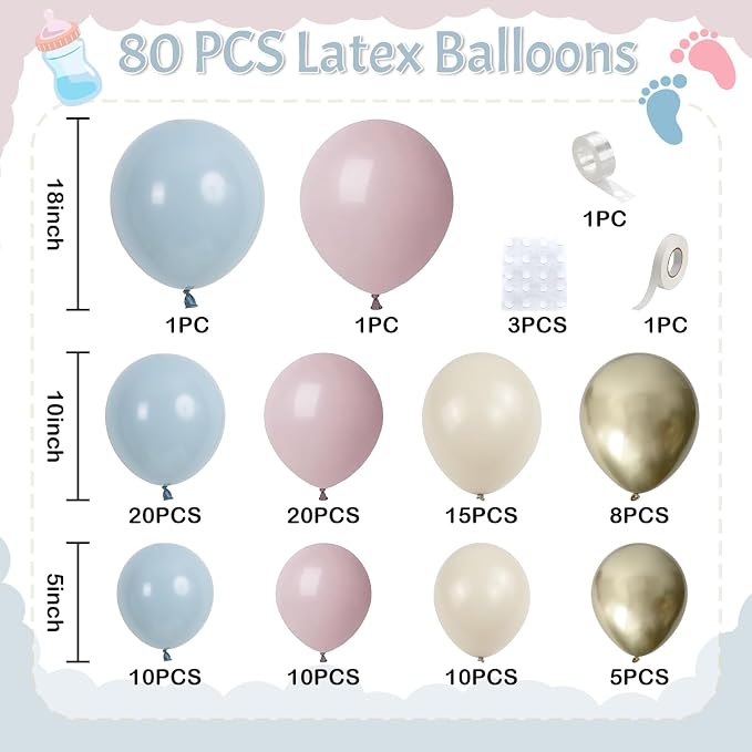 Gender Reveal Balloon Arch Kit, Metallic Gold Sand White Balloons - Image 2