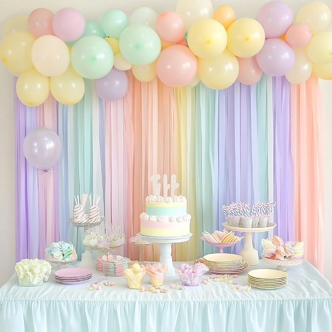 6 Pastel Streamers, 492ft Pack of Crepe Paper Party Decorations | Each roll is - Image 2