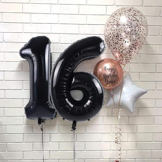 TONIFUL 40 Inch Black Number 18 Balloon Large Foil 18th Birthday Decoration | - Image 3