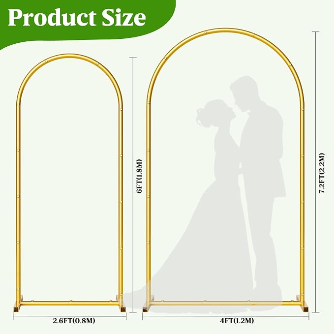 Metal Arch Backdrop Stand Wedding Arch frame Set of 2 Gold Balloon Backdrop - Image 2
