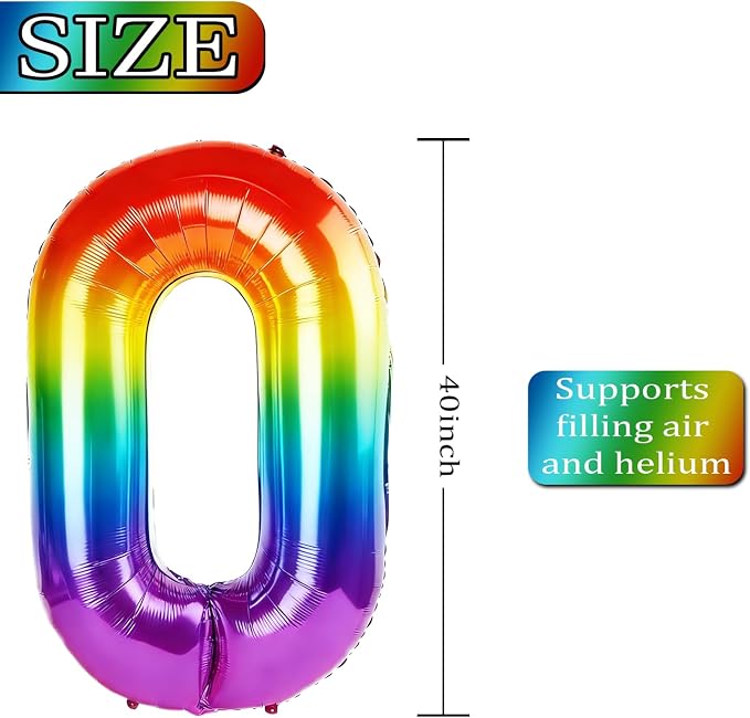 40 Inch Number 1 Balloons for 1st Birthday Party Decorations, 0-100 Rainbow - Image 4