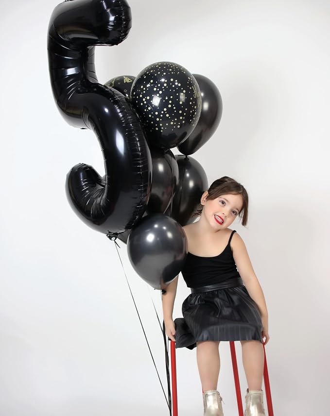 60 Balloon - Black Birthday Number Balloons, 40 Inch Decorations Men Women | - Image 4