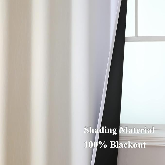 Ombre Greyish White and Beige Blackout Curtains & Drapes 96 Inch Length 2 Panels - Image 5