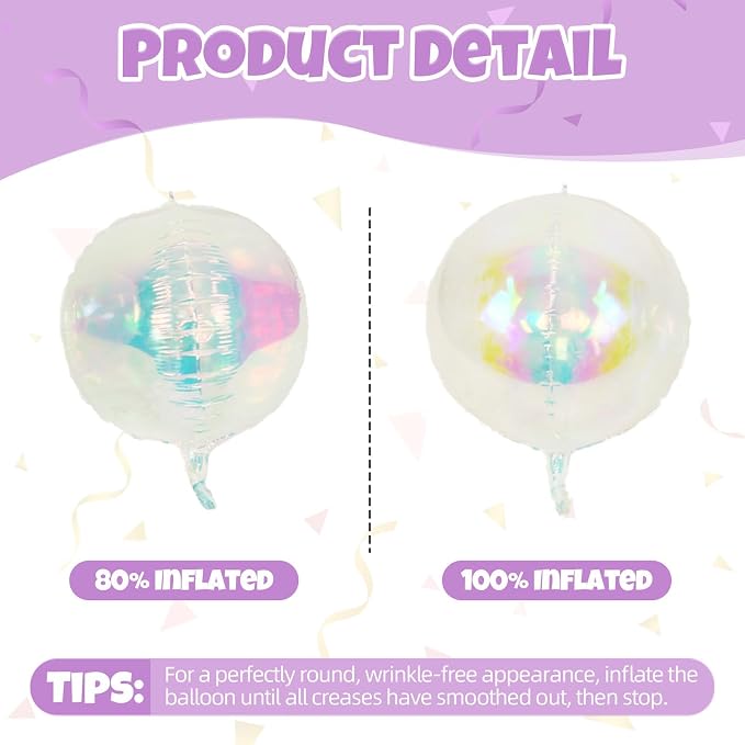 Biapian 12Pcs Pink and Iridescent Round Balloons Foil, Large Pink Bubble - Image 7