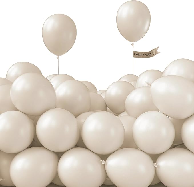 PartyWoo White Balloons 50pcs Sand White Beige Cream Ivory Boho Neutral | by PartyWoo