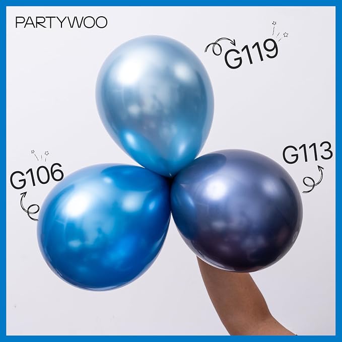 PartyWoo Blue Balloons 100pcs Metallic Blue Chrome Color 5 Inch | Balloons - Image 5