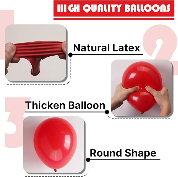 PartyWoo Red Balloons 100 pcs Different Sizes of 18 12 10 5 Inch Red Balloon - Image 8