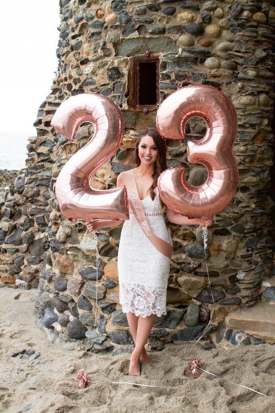 40 Inch Number 24 Balloon for 24th Year Old Birthday Decorations, Rose Gold | - Image 2