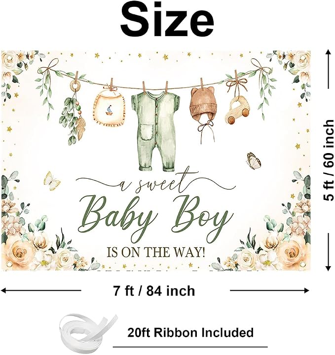 Mocsicka Baby Shower Backdrop Banner Cute Clothes Baby Shower Background a - Image 4
