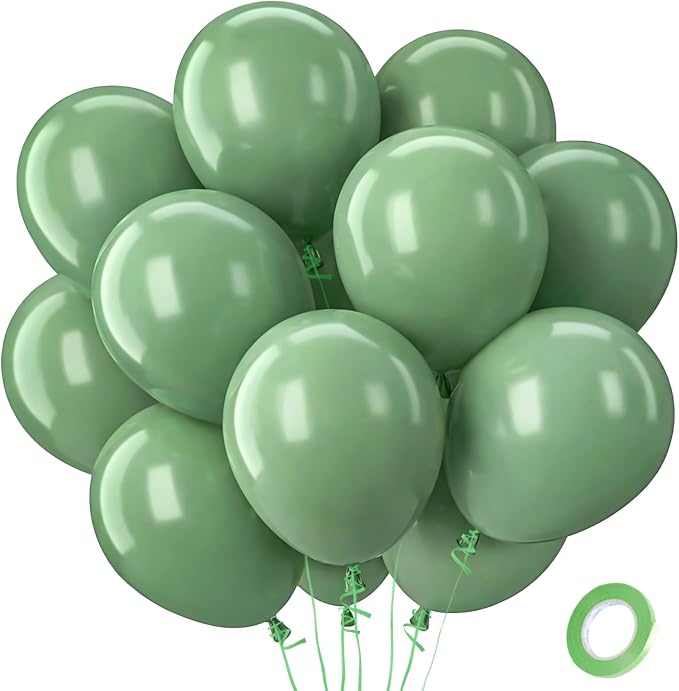 Patimate Sage Green Balloons 100 Pack 12 inch Olive Green Latex Balloons | by PatimateDirect