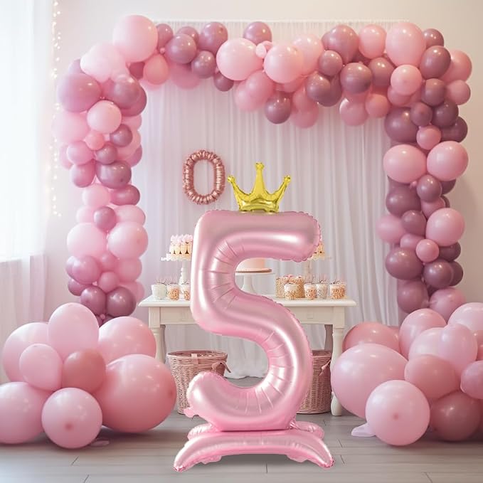 42 Inch Crown Pink Number Balloon, Number 0 Balloon - Image 2