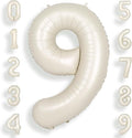 SUWEN 40 Inch Cream White Large 9 Balloon Numbers Big Foil Helium 0-9 | Jumbo by SUWEN