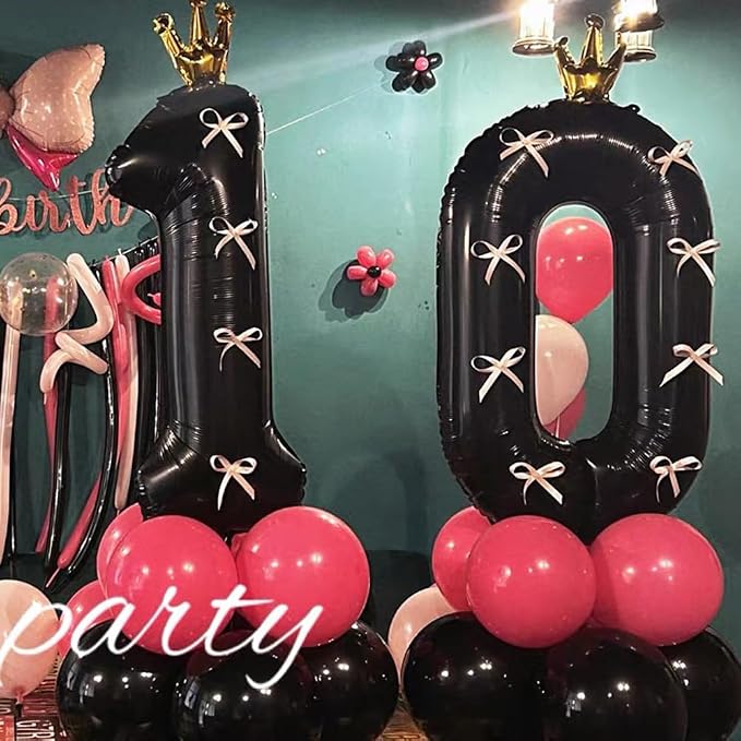 Black Number 7 Balloon with Crown, 40 inch Black Number Balloon 7th Birthday - Image 6
